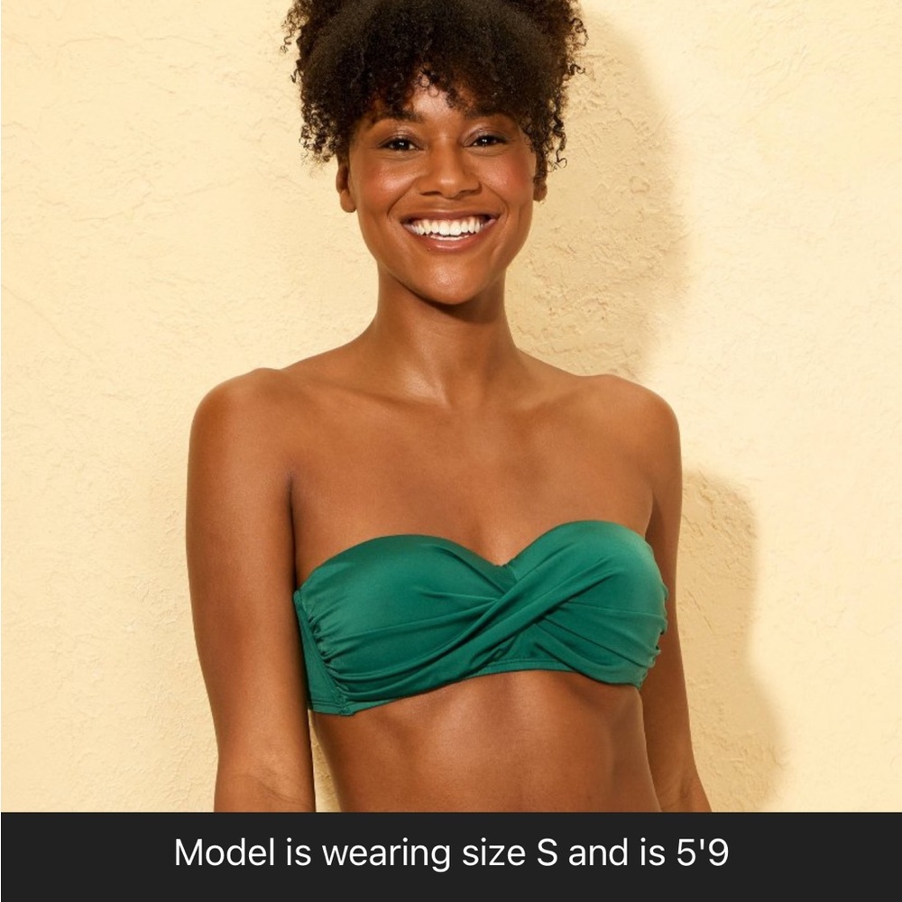 NWT 🏷️ Jewel Toned Green Convertible Twist Bandeau Swim Top